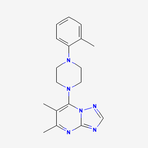 molecular formula C18H22N6 B12240982 1-{5,6-Dimethyl-[1,2,4]triazolo[1,5-a]pyrimidin-7-yl}-4-(2-methylphenyl)piperazine 