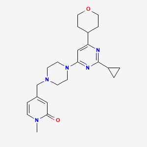 molecular formula C23H31N5O2 B12241026 4-({4-[2-Cyclopropyl-6-(oxan-4-yl)pyrimidin-4-yl]piperazin-1-yl}methyl)-1-methyl-1,2-dihydropyridin-2-one 