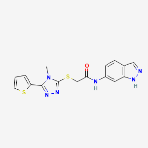 molecular formula C16H14N6OS2 B1224103 N-(1H-indazol-6-yl)-2-[(4-methyl-5-thiophen-2-yl-1,2,4-triazol-3-yl)thio]acetamide 