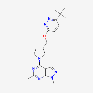 3-tert-butyl-6-[(1-{1,6-dimethyl-1H-pyrazolo[3,4-d]pyrimidin-4-yl}pyrrolidin-3-yl)methoxy]pyridazine