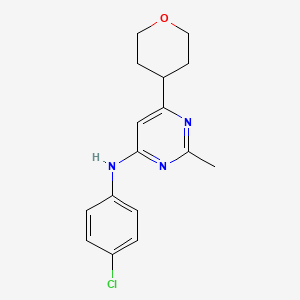 molecular formula C16H18ClN3O B12241054 N-(4-chlorophenyl)-2-methyl-6-(oxan-4-yl)pyrimidin-4-amine 