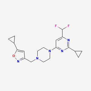 2-Cyclopropyl-4-{4-[(5-cyclopropyl-1,2-oxazol-3-yl)methyl]piperazin-1-yl}-6-(difluoromethyl)pyrimidine