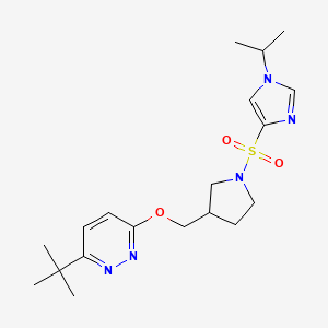 molecular formula C19H29N5O3S B12241280 3-tert-butyl-6-[(1-{[1-(propan-2-yl)-1H-imidazol-4-yl]sulfonyl}pyrrolidin-3-yl)methoxy]pyridazine 