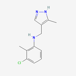 molecular formula C12H14ClN3 B12241337 3-chloro-2-methyl-N-[(5-methyl-1H-pyrazol-4-yl)methyl]aniline 