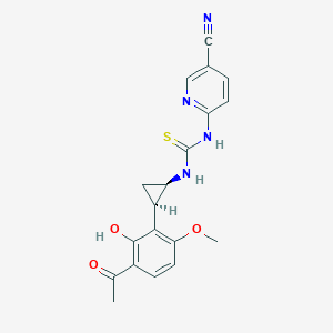 molecular formula C19H18N4O3S B1224135 1-[2-(3-Acetyl-2-hydroxy-6-methoxy-phenyl)-cyclopropyl]-3-(5-cyano-pyridin-2-YL)-thiourea 