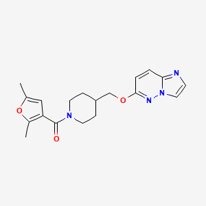 molecular formula C19H22N4O3 B12241366 1-(2,5-Dimethylfuran-3-carbonyl)-4-({imidazo[1,2-b]pyridazin-6-yloxy}methyl)piperidine 