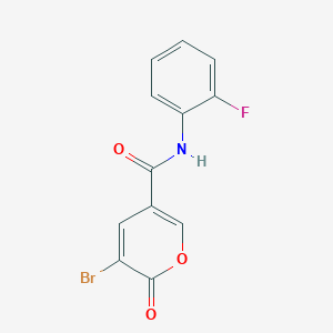 molecular formula C12H7BrFNO3 B1224142 5-bromo-N-(2-fluorophenyl)-6-oxo-3-pyrancarboxamide 
