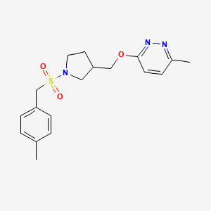 molecular formula C18H23N3O3S B12241450 3-Methyl-6-({1-[(4-methylphenyl)methanesulfonyl]pyrrolidin-3-yl}methoxy)pyridazine 