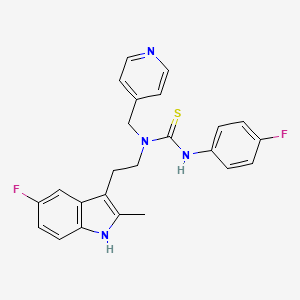 molecular formula C24H22F2N4S B1224146 1-[2-(5-氟-2-甲基-1H-吲哚-3-基)乙基]-3-(4-氟苯基)-1-(吡啶-4-基甲基)硫脲 