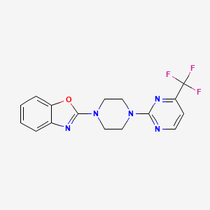 molecular formula C16H14F3N5O B12241471 2-{4-[4-(Trifluoromethyl)pyrimidin-2-yl]piperazin-1-yl}-1,3-benzoxazole 