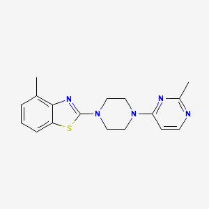 molecular formula C17H19N5S B12241492 4-Methyl-2-[4-(2-methylpyrimidin-4-yl)piperazin-1-yl]-1,3-benzothiazole 