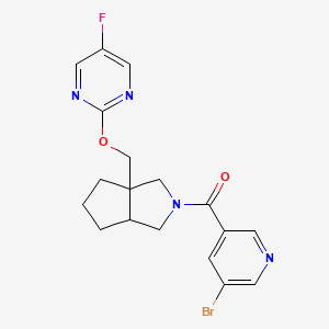 molecular formula C18H18BrFN4O2 B12241498 2-{[2-(5-Bromopyridine-3-carbonyl)-octahydrocyclopenta[c]pyrrol-3a-yl]methoxy}-5-fluoropyrimidine 