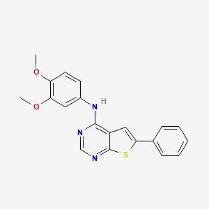 molecular formula C20H17N3O2S B1224150 N-(3,4-dimethoxyphenyl)-6-phenyl-4-thieno[2,3-d]pyrimidinamine 