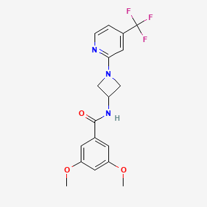 molecular formula C18H18F3N3O3 B12241505 3,5-dimethoxy-N-{1-[4-(trifluoromethyl)pyridin-2-yl]azetidin-3-yl}benzamide 