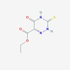 molecular formula C6H7N3O3S B1224151 Ethyl 5-oxo-3-thioxo-2,3,4,5-tetrahydro-1,2,4-triazine-6-carboxylate CAS No. 51101-09-8