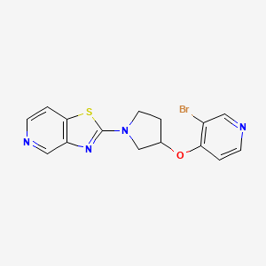 molecular formula C15H13BrN4OS B12241528 3-Bromo-4-[(1-{[1,3]thiazolo[4,5-c]pyridin-2-yl}pyrrolidin-3-yl)oxy]pyridine 