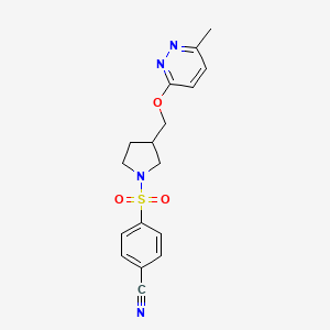 4-[(3-{[(6-Methylpyridazin-3-yl)oxy]methyl}pyrrolidin-1-yl)sulfonyl]benzonitrile