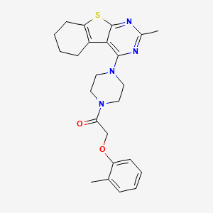 molecular formula C24H28N4O2S B1224159 2-(2-Methylphenoxy)-1-[4-(2-methyl-5,6,7,8-tetrahydro-[1]benzothiolo[2,3-d]pyrimidin-4-yl)-1-piperazinyl]ethanone 