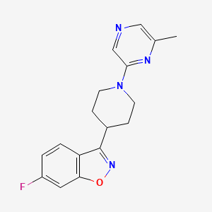 molecular formula C17H17FN4O B12241610 6-Fluoro-3-[1-(6-methylpyrazin-2-yl)piperidin-4-yl]-1,2-benzoxazole 