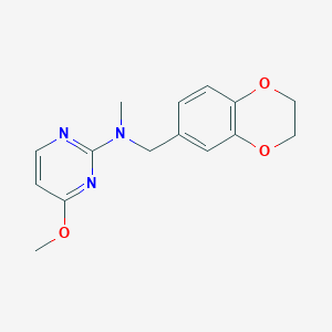 molecular formula C15H17N3O3 B12241619 N-[(2,3-dihydro-1,4-benzodioxin-6-yl)methyl]-4-methoxy-N-methylpyrimidin-2-amine 