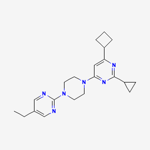 molecular formula C21H28N6 B12241649 4-Cyclobutyl-2-cyclopropyl-6-[4-(5-ethylpyrimidin-2-yl)piperazin-1-yl]pyrimidine 