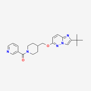 molecular formula C22H27N5O2 B12241727 3-{4-[({2-Tert-butylimidazo[1,2-b]pyridazin-6-yl}oxy)methyl]piperidine-1-carbonyl}pyridine 