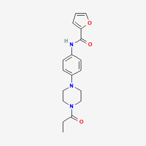 molecular formula C18H21N3O3 B1224173 N-[4-[4-(1-oxopropyl)-1-piperazinyl]phenyl]-2-furancarboxamide 