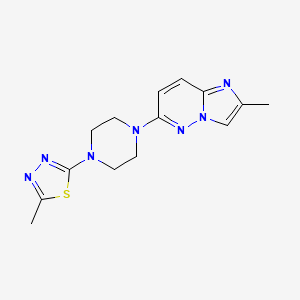 molecular formula C14H17N7S B12241732 1-(5-Methyl-1,3,4-thiadiazol-2-yl)-4-{2-methylimidazo[1,2-b]pyridazin-6-yl}piperazine 