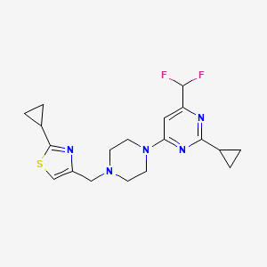 2-Cyclopropyl-4-{4-[(2-cyclopropyl-1,3-thiazol-4-yl)methyl]piperazin-1-yl}-6-(difluoromethyl)pyrimidine