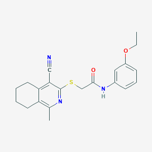 molecular formula C21H23N3O2S B1224181 2-[(4-氰基-1-甲基-5,6,7,8-四氢异喹啉-3-基)硫代]-N-(3-乙氧基苯基)乙酰胺 