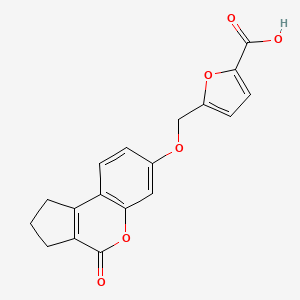 molecular formula C18H14O6 B1224183 5-[(4-氧代-2,3-二氢-1H-环戊[c][1]苯并吡喃-7-基)氧甲基]-2-呋喃甲酸 