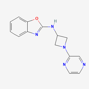 molecular formula C14H13N5O B12241854 N-[1-(pyrazin-2-yl)azetidin-3-yl]-1,3-benzoxazol-2-amine 