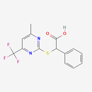 {[4-Methyl-6-(trifluoromethyl)pyrimidin-2-yl]sulfanyl}(phenyl)acetic acid