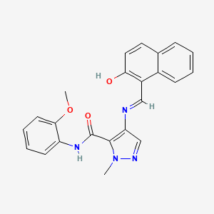 molecular formula C23H20N4O3 B1224192 N-(2-甲氧基苯基)-2-甲基-4-[(2-氧代-1-萘亚甲基)甲基氨基]-3-吡唑甲酰胺 