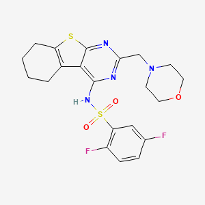 molecular formula C21H22F2N4O3S2 B1224195 2,5-difluoro-N-[2-(4-morpholinylmethyl)-5,6,7,8-tetrahydro-[1]benzothiolo[2,3-d]pyrimidin-4-yl]benzenesulfonamide 