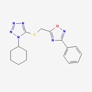 5-[[(1-Cyclohexyl-5-tetrazolyl)thio]methyl]-3-phenyl-1,2,4-oxadiazole