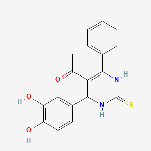 1-[4-(3,4-dihydroxyphenyl)-6-phenyl-2-sulfanylidene-3,4-dihydro-1H-pyrimidin-5-yl]ethanone