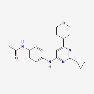 N-(4-{[2-cyclopropyl-6-(oxan-4-yl)pyrimidin-4-yl]amino}phenyl)acetamide