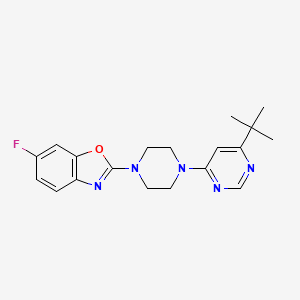 molecular formula C19H22FN5O B12242050 2-[4-(6-Tert-butylpyrimidin-4-yl)piperazin-1-yl]-6-fluoro-1,3-benzoxazole 