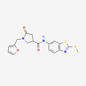 molecular formula C18H17N3O3S2 B1224206 1-(2-furanylmethyl)-N-[2-(methylthio)-1,3-benzothiazol-6-yl]-5-oxo-3-pyrrolidinecarboxamide 