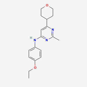 molecular formula C18H23N3O2 B12242078 N-(4-ethoxyphenyl)-2-methyl-6-(oxan-4-yl)pyrimidin-4-amine 