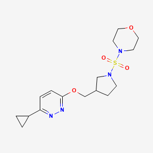 molecular formula C16H24N4O4S B12242088 4-[(3-{[(6-Cyclopropylpyridazin-3-yl)oxy]methyl}pyrrolidin-1-yl)sulfonyl]morpholine 