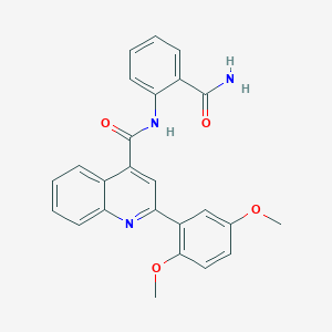 molecular formula C25H21N3O4 B1224209 N-(2-carbamoylphenyl)-2-(2,5-dimethoxyphenyl)quinoline-4-carboxamide 