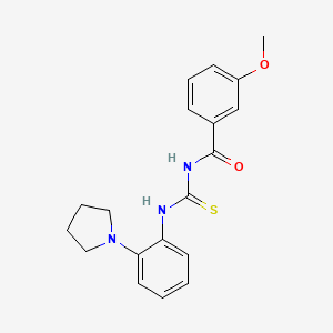 molecular formula C19H21N3O2S B1224210 3-甲氧基-N-[[2-(1-吡咯烷基)苯胺基]-硫代亚甲基]苯甲酰胺 
