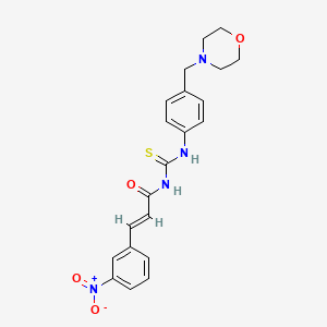 molecular formula C21H22N4O4S B1224212 (E)-N-[[4-(morpholin-4-ylmethyl)phenyl]carbamothioyl]-3-(3-nitrophenyl)prop-2-enamide 