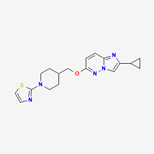 molecular formula C18H21N5OS B12242133 4-[({2-Cyclopropylimidazo[1,2-b]pyridazin-6-yl}oxy)methyl]-1-(1,3-thiazol-2-yl)piperidine 