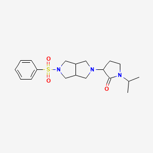 molecular formula C19H27N3O3S B12242138 3-[5-(Benzenesulfonyl)-octahydropyrrolo[3,4-c]pyrrol-2-yl]-1-(propan-2-yl)pyrrolidin-2-one 