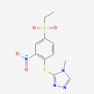molecular formula C11H12N4O4S2 B1224214 3-[(4-Ethylsulfonyl-2-nitrophenyl)thio]-4-methyl-1,2,4-triazole 