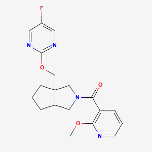 molecular formula C19H21FN4O3 B12242186 5-Fluoro-2-{[2-(2-methoxypyridine-3-carbonyl)-octahydrocyclopenta[c]pyrrol-3a-yl]methoxy}pyrimidine 