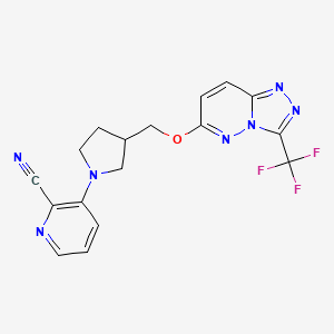 molecular formula C17H14F3N7O B12242199 3-[3-({[3-(Trifluoromethyl)-[1,2,4]triazolo[4,3-b]pyridazin-6-yl]oxy}methyl)pyrrolidin-1-yl]pyridine-2-carbonitrile 